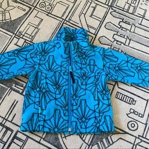 Columbia turquoise and black geometric fleece jacket, great weight jacket